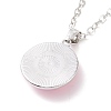 Glass Flat Round Pendant Necklace with Brass Chain NJEW-A003-01E-3