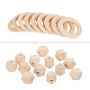Faceted Nugget Natural Wooden Beads WOOD-PH0009-24-7