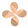 Transparent Resin & Walnut Wood Pendants X-RESI-S389-037A-B04-1