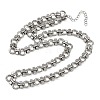 304 Stainless Steel Ring Link Chain Necklaces NJEW-H072-02A-P-4
