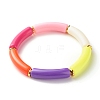 Candy Color Chunky Acrylic Curved Tube Beads Stretch Bracelet for Girl Women BJEW-JB07297-03-1