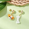 Glass Seed Beads Dog & Bone Stud Earrings EJEW-MZ00339-1