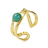 Ion Plating(IP) Round Natural Amazonite Finger Rings RJEW-H233-01G-02-2