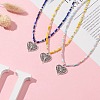 Tibetan Style Alloy Heart with Butterfly Pendant Necklace with Seed Beaded Chains NJEW-JN04341-2
