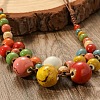Bohemian Porcelain Round Beaded Imitation Leather Cord Bib Necklaces for Women FS-WG95F0C-01-3