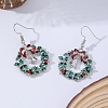 Christmas Wreath & Christmas Bell Alloy Rhinestone Dangle Earrings WG06691-04-2