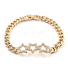 Cubic Zirconia Link Bracelet with Golden Brass Curb Chains BJEW-C055-06E-G-1