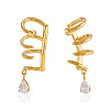 304 Stainless Steel Pave Cubic Zirconia Cuff Earrings WG912F2-01-5
