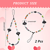 2Pcs Colorful Beads Plastic Pearl Heart Beaded Chain Moblie Straps AJEW-AR0001-61-2