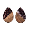 Transparent Resin & Walnut Wood Big Pendants RESI-T058-05B-2