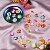 50Pcs Flower Printed Glass Cabochons sgGGLA-SZ0001-18-5