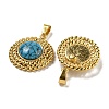 Ion Plating(IP) 304 Stainless Steel Pave Synthetic Turquoise Pendants STAS-U024-15G-02-2