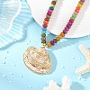 Ocean Electroplated Natural Scallop Shell Pendant Dyed Natural White Jade Rondelle Braided Bead Necklaces NJEW-JN06445-01-1