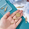 6Pcs 3 Styles Brass Micro Pave Orange Cubic Zirconia Pendants FIND-HS0002-09-3