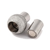 304 Stainless Steel Textured Magnetic Clasps with Glue-in Ends STAS-G008-1-4