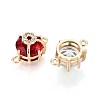 Brass Pave Cubic Zirconia Half Round Connector Charms KK-T078-28G-2