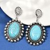 Alloy Synthetic Turquoise Dangle Stud Earrings EJEW-U053-01AS-1