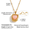 Dyed Natural Pink Quartz 304 Stainless Steel Geometric Pendant Necklaces for Women KV8466-5-1