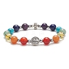 Natural & Synthetic Mixed Gemstone Beaded Stretch Bracelet BJEW-JB09257-1