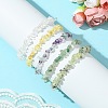 5Pcs 5 Styles Natural Green Aventurine & Quartz Crystal & Prehnite & Citrine & Fluorite Chips Beaded Stretch Bracelet Sets BJEW-JB10872-3