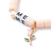 5Pcs 5 Style Word Kiss Love Me Acrylic Stretch Bracelets Set with Heart Rose Enamel Charms BJEW-JB08681-7