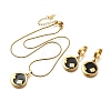 304 Stainless Steel Enamel & Rhinestone Pendant Necklaces & Hoop Earring Set for Women SJEW-C007-02G-01-4