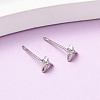 Brass Micro Pave Clear Cubic Zirconia Star Stud Earrings EJEW-L278-06P-1