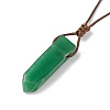 Natural Green Aventurine Nugget Pendant Necklace with Waxed Cord for Women NJEW-F306-01A-3
