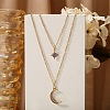 Double-Layer Alloy Crystal Rhinestone Moon Star Pendant Necklaces WG81F5F-01-1