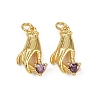 Brass Micro Pave Cubic Zirconia Pendants KK-C093-01B-G-1