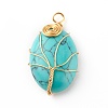 Natural & Synthetic Gemstone Wire Wrapped Pendants PALLOY-JF00744-3