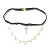 Brass Sun Moon Star Tassel Thigh Leg Chains AJEW-AN00637-01-2