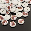 2-Hole Flat Round Number Printed Wooden Sewing Buttons X-BUTT-M002-3-1