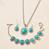 Bohemian Style Oval Synthetic Turquoise Pendant Necklace & Dangle Earrings & Link Bracelets FS-WGA6DB3-01-1