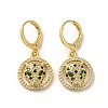 Leopard Head Brass Dangle Leverback Earrings EJEW-Q797-05D-G-1