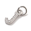 Initial Letter Brass with Cubic Zirconia Charms KK-Q814-26J-P-2