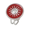 Flat Round with Sun Pattern 304 Stainless Steel Enamel Finger Rings for Women RJEW-G355-05P-02-4