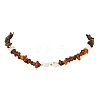 Natural Amber & Tiger Eye & Heated Citrine Chip Beaded Necklaces NJEW-JN06680-4