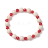 Natural Fossil & Dyed Malaysia Jade Round Beaded Stretch Bracelets for Women BJEW-JB10824-1