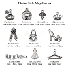 100Pcs 10 Style Tibetan Style Alloy Pendants TIBEP-CJ0001-75-2