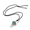 Natural Fluorite Plague Doctor Pendant Necklace with Nylon Rope NJEW-H009-01-02-2