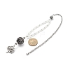 Natural White Moonstone & Alloy Rhinestone Round Beaded Pendant Decorations HJEW-JM00806-2