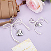2Pcs 2 Styles Heart & Bowknot Acrylic Imitation Pearls Pendant Decorations HJEW-BBC0001-04-4
