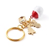 Baking Painted Brass Bell Snowman Keychain for Christmas KEYC-JKC00245-3