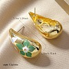 Elegant Teardrop with Flower Pattern Alloy Stud Earrings HV4164-3-4