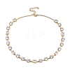 Brass Clear Cubic Zirconia Flat Round & Rectangle Cup Chain Necklaces for Women NJEW-U015-04G-1