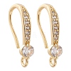 Brass Micro Pave Clear Cubic Zirconia Earring Hooks ZIRC-YW0001-02G-1