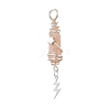 3Pcs 3 Styles Electroplated Natural Quartz Crystal Nuggets Copper Wire Wrapped Pendants PALLOY-JF03128-09-3