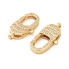 Oval Brass Micro Pave Clear Cubic Zirconia Lobster Claw Clasps KK-I354-01G-04-2
