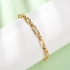 Oval & Paperclip Brass Micro Pave Cubic Zirconia Link Chain Bracelets for Women BJEW-D458-02G-02-2